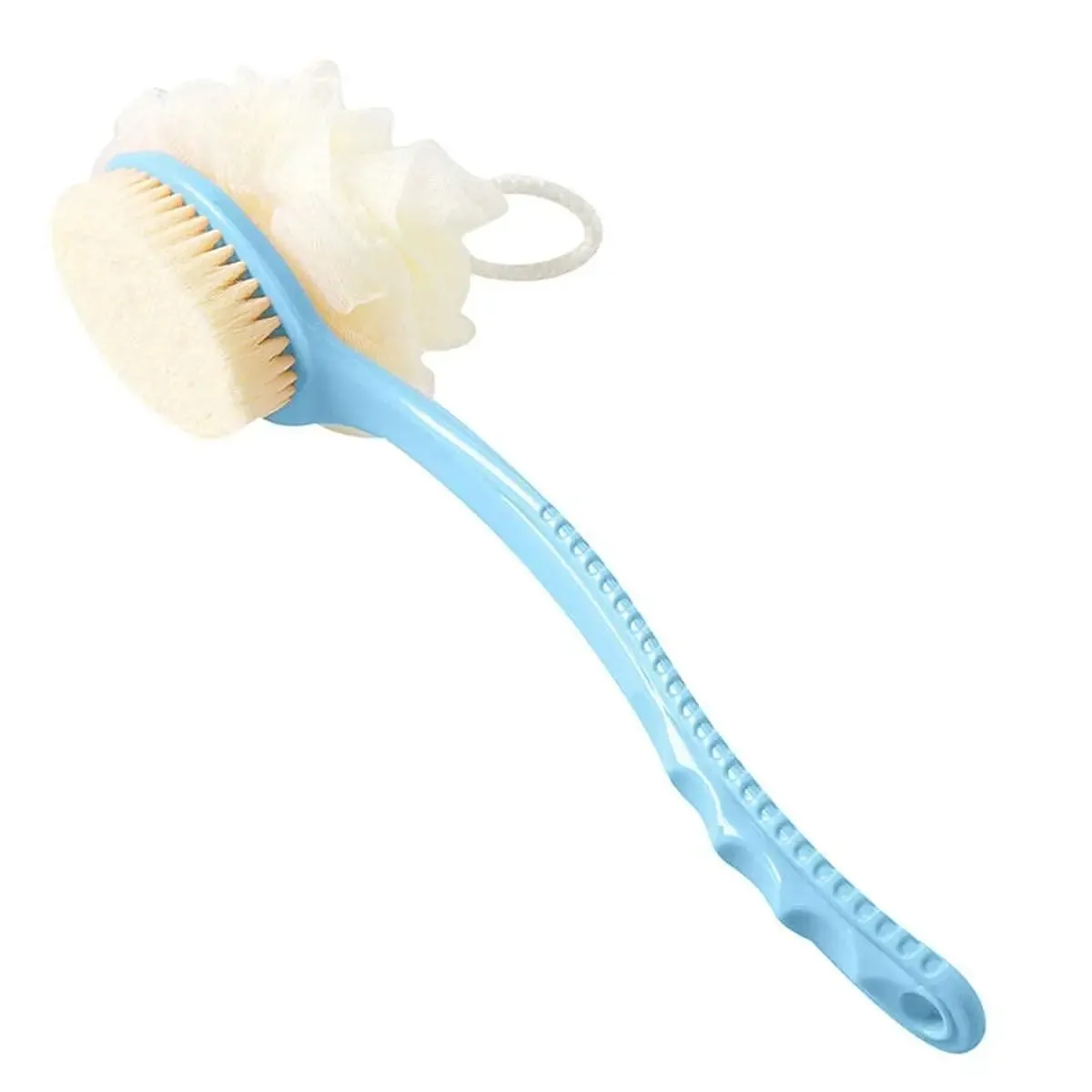 2 IN 1 loofah with handle, Bath Brush, back scrubber, Bath Brush with Soft Comfortable Bristles And Loofah with handle