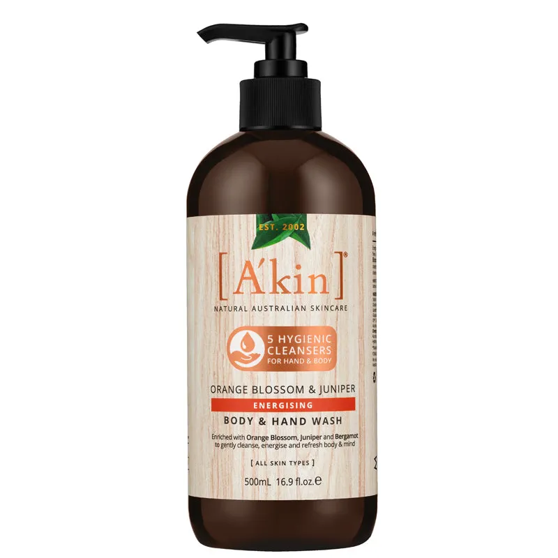 DISCONTINUED A'kin Orange Blossom & Juniper Energising Body & Hand Wash 500ml