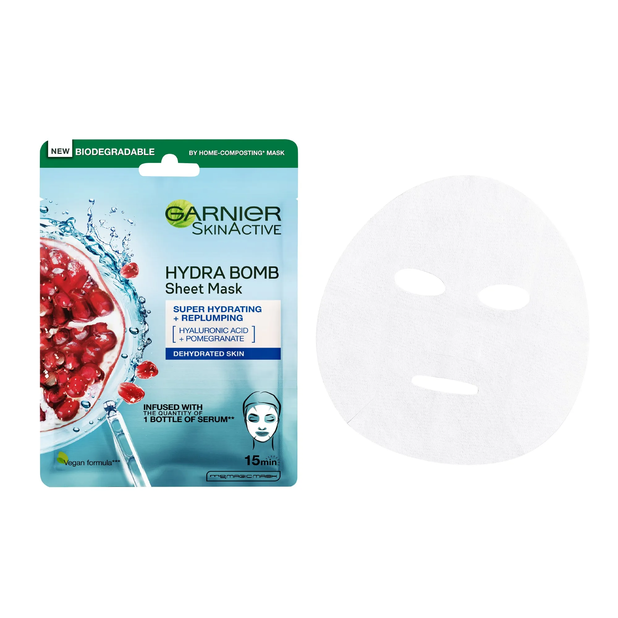 Garnier Hydra Bomb Pomegranate Super-Hydrating & Replumping Tissue Mask for Dehydrated Skin