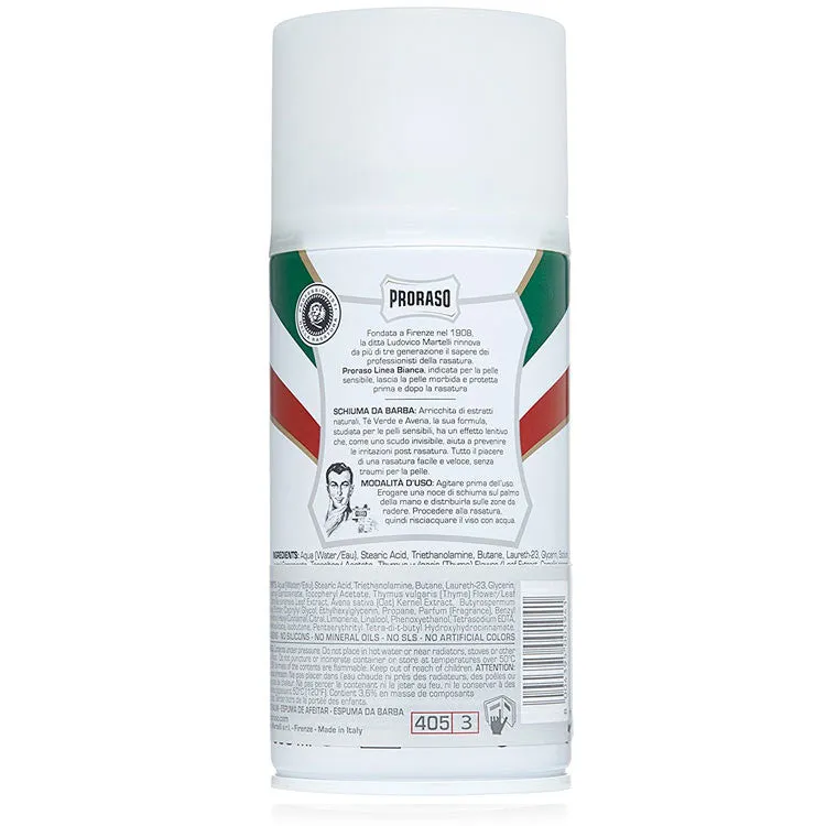 Proraso Green Tea & Oatmeal Sensitive Shaving Foam 300ml